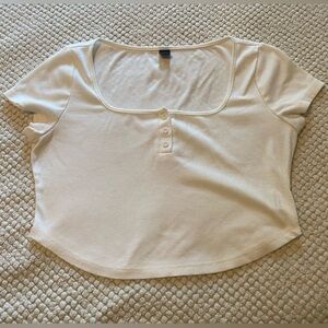 Women's White Short Sleeve Crop Top